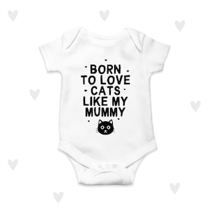 Love Cats Baby Bodysuit Mummy Cat Lover Personalised Baby Grow