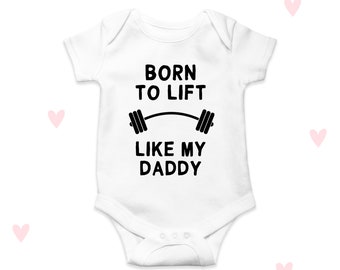 Lift like Daddy Baby Grow Weightlifting Gym Dad Funny Gifts