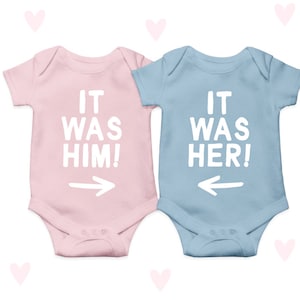 Zwillinge Mädchen und Junge Baby wachsen Es war ihm! Sie war es! Passendes Set Niedliche Babyparty Geschenke Lustig