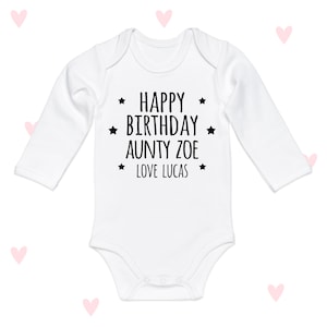Geburtstag Tante Baby wachsen Personalisierte niedliche lange Hülsen-Geschenke alles Gute zum Geburtstag Nichte-Neffe