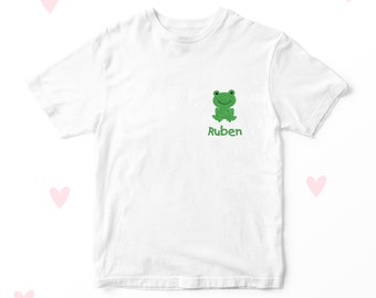 Embroidered Frog Kids T-shirt, Personalized Birthday Gift