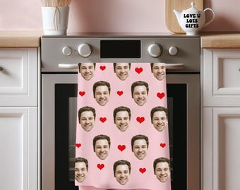 Custom Face Tea Towel Personalised Kitchen Decor Any Face Family Friends Funny Gifts