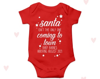 Anúncio de Natal para Bebê Baby Grow Papai Noel Chegando à Cidade Personalizado
