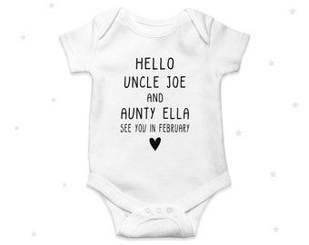 Aunty and Uncle Baby Announcement Baby Grow Personalised Auntie Surprise