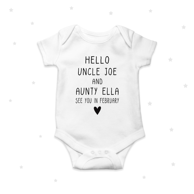 Hello Aunty and Uncle personalised baby announcement baby grow Etsy