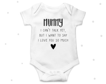 Piżamka Mummy I Love You: spersonalizowany prezent dla noworodka, 100% bawełny