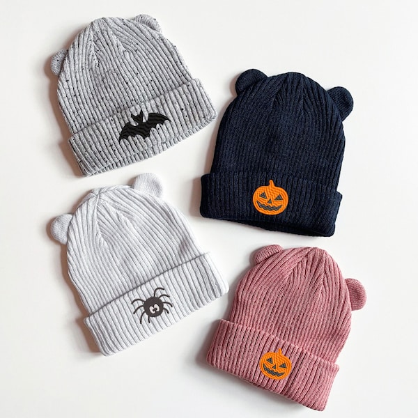 Halloween Baby Beanie Personalised Cute Spooky Season Embroidered Hat