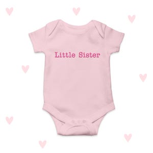 Little Sister Baby Announcement Bodysuit Cute Embroidered Outfit