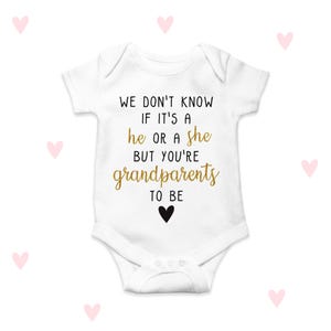 He or She Baby Grow Baby Announcement Grandparents Promotion Gift Baby Bodysuit