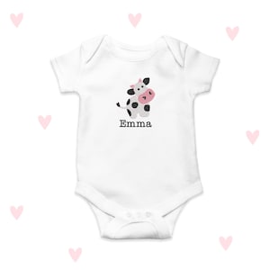 Cow Embroidered Baby Grow: Personalized Newborn Outfit