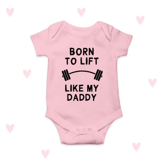 Lift Like Daddy Baby Grow Weightlifting Gym Dad Funny Gifts