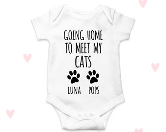 Cats Baby Grow Personalised Coming Home Outfit Newborn Gifts