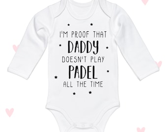 Padel Daddy Baby Bodysuit Long sleeve Tennis Personalised Gifts Newborn Funny Announcement