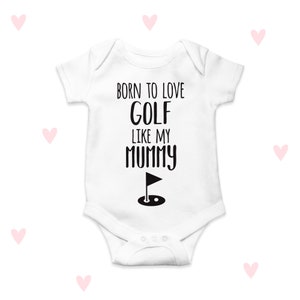 Golf Mummy Baby Grow: Personalized Cotton Baby Bodysuit