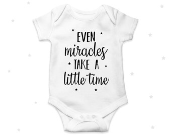 Pregnancy Reveal Take Home Outfit Big Miracle in A Little Package Cute Infant One-Piece Baby Bodysuit