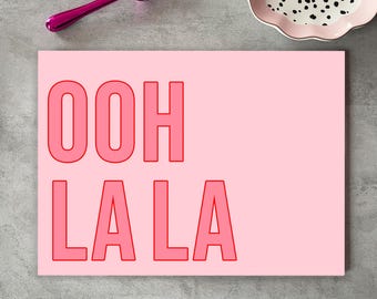 Pink 'Ooh La La' Glass Chopping Board: Fun French Kitchen Decor