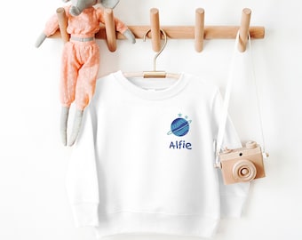 Planet Kids Sweatshirt Space Aliens Rocket UFO Personalised