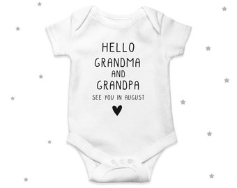 Hello Grandma Grandpa, Baby Announcement, Pregnancy Announcement, Baby Shower, Personalised, Unisex Babygrow