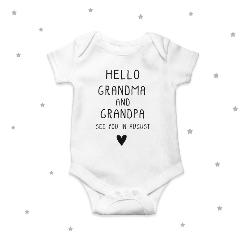 Hello Grandma Grandpa, Baby Announcement, Pregnancy Announcement, Baby Shower, Personalised, Unisex Babygrow 