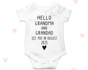 Ogłoszenie o ciąży dla dziadków Baby Grow: spersonalizowane bawełniane body