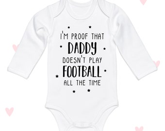 Football Daddy Baby Announcement Funny Baby Grow Newborn Gifts Boys Girls