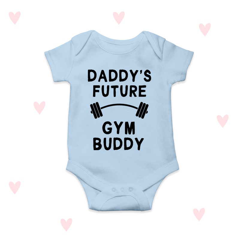 Daddy's Gym Baby Grow Funny Workout Gifts Newborn Baby Announcement Shower Gifts Blue