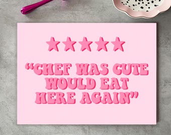 Pink Glass Chef Chopping Board – Cute Kitchen Decor