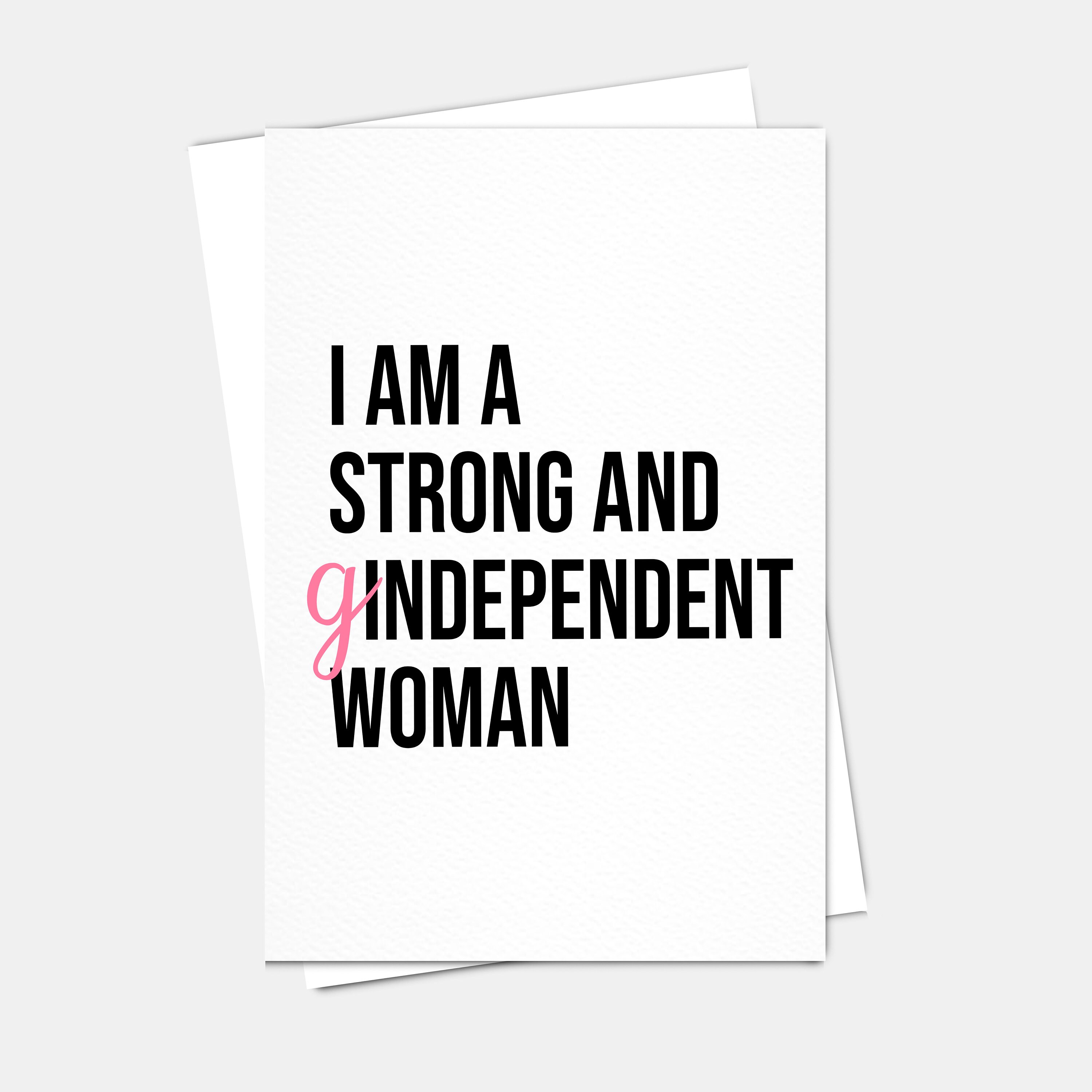 Gindependent Independent Woman Funny Birthday Card Every - Etsy Gindependent Independent Woman Funny Birthday Card Every - Etsy
