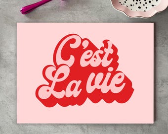 C'est La Vie Glass Chopping Board: French Kitchen Decor