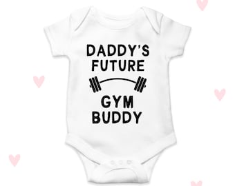 Daddy's Gym Baby Grow Funny Workout Gifts Newborn Baby Announcement Shower Gifts