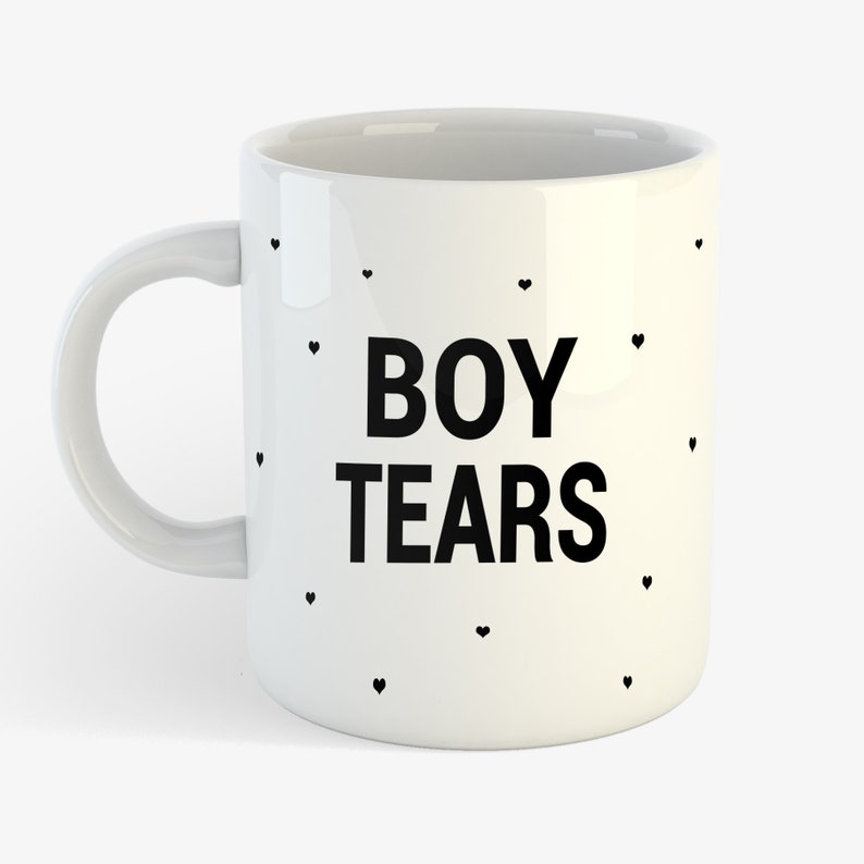 boy tears mug