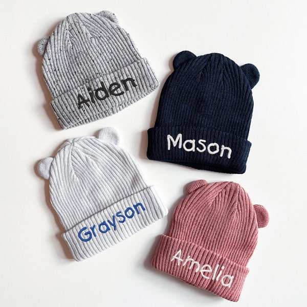 Baby Beanie Personalised Name Hat Newborn Baby Shower Gifts Toddler Winter Hat