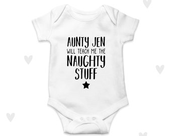 Aunty Babygrow, Baby Announcement, Baby Shower, Funny Baby Gifts, Personalised, Unisex