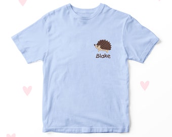 Embroidered Hedgehog Kids T-shirt: Personalized Cotton Clothing
