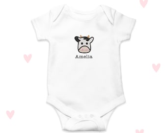 Cow Baby Grow, Embroidered Farm Newborn Outfit