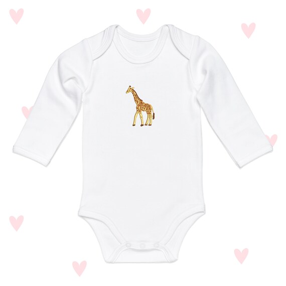 Giraffe Baby Grow Long Sleeve Cute Boys Girls Clothes Baby Shower Gifts Embroidered