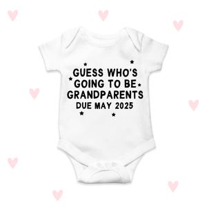 Grandparents Baby Grow Announcement Surprise Personalised Keepsake Grandma Grandad