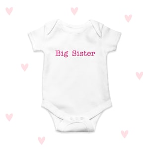 Big Sister Baby Announcement Bodysuit Cute Embroidered Outfit