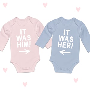 Conjunto de crescimento de bebê gêmeo menino menina presentes de bebê era ele! era ela! manga longa