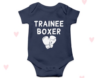 Trainee Boxer Baby Grow Boys Girls Funny Daddy Boxing Gifts