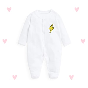 Lightning Bolt Baby Sleepsuit Newborn Gifts Personalised