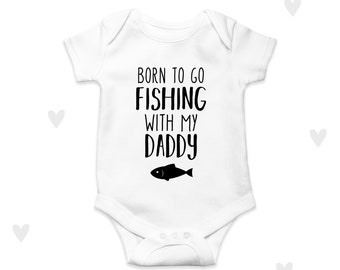 Fishing Baby Grow Personalised Daddy Grandad Newborn Gift
