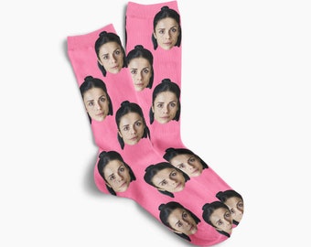 Custom Face Socks Gift! Personalised Mum Sister Auntie Girlfriend Wife Face! Any Face! Custom Printed Socks