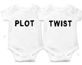 Plot Twist Baby Twins Announcement Matching Set Baby Gift