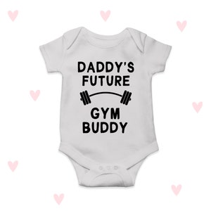 Daddy's Gym Baby Grow Funny Workout Gifts Newborn Baby Announcement Shower Gifts Grey