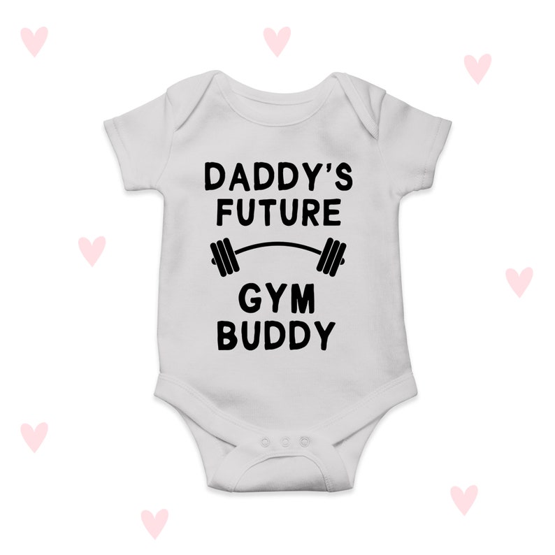 Daddy's Gym Baby Grow Funny Workout Gifts Newborn Baby Announcement Shower Gifts Grey