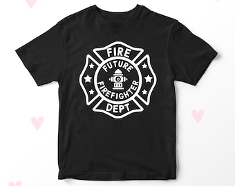 未来の消防士キッズTシャツ男の子女の子服仕事面白い子供服