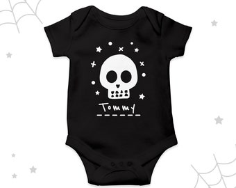 Personalized Halloween Baby Grow: Spooky Skull Cotton Bodysuit