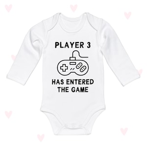 Funny Gamer Baby Grow: Player 3 Has Entered the Game, Long Sleeve Cotton Outfit