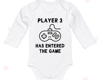 Body de bebé gamer divertido: El jugador 3 ha entrado al juego, traje de algodón de manga larga